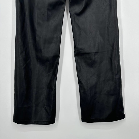 ZARA 90s Wide Leg Faux Leather Pants High Waist Trouser, Black - Picture 9 of 11